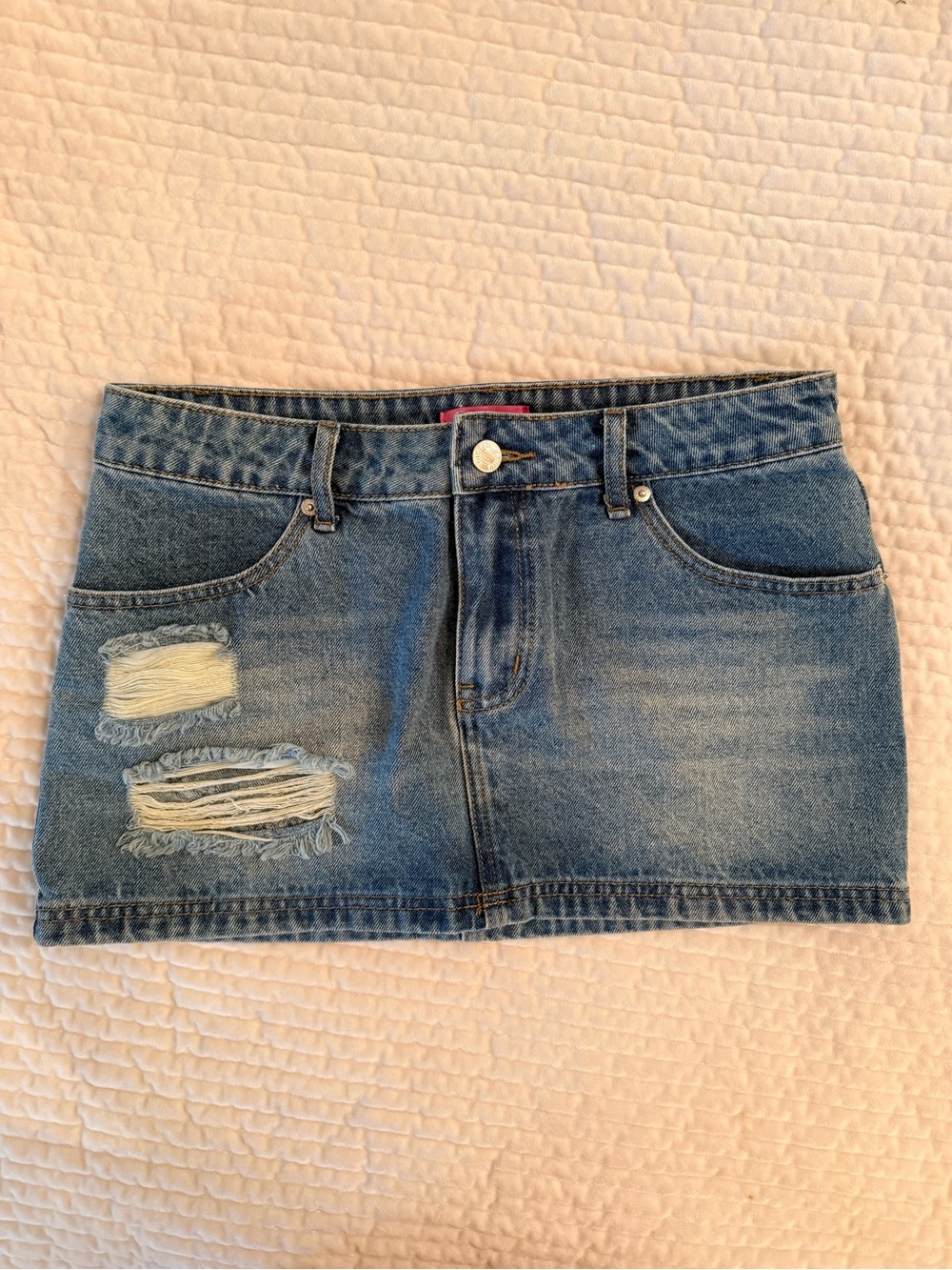 Edikted  Distressed Denim Mini Skirt - Blue